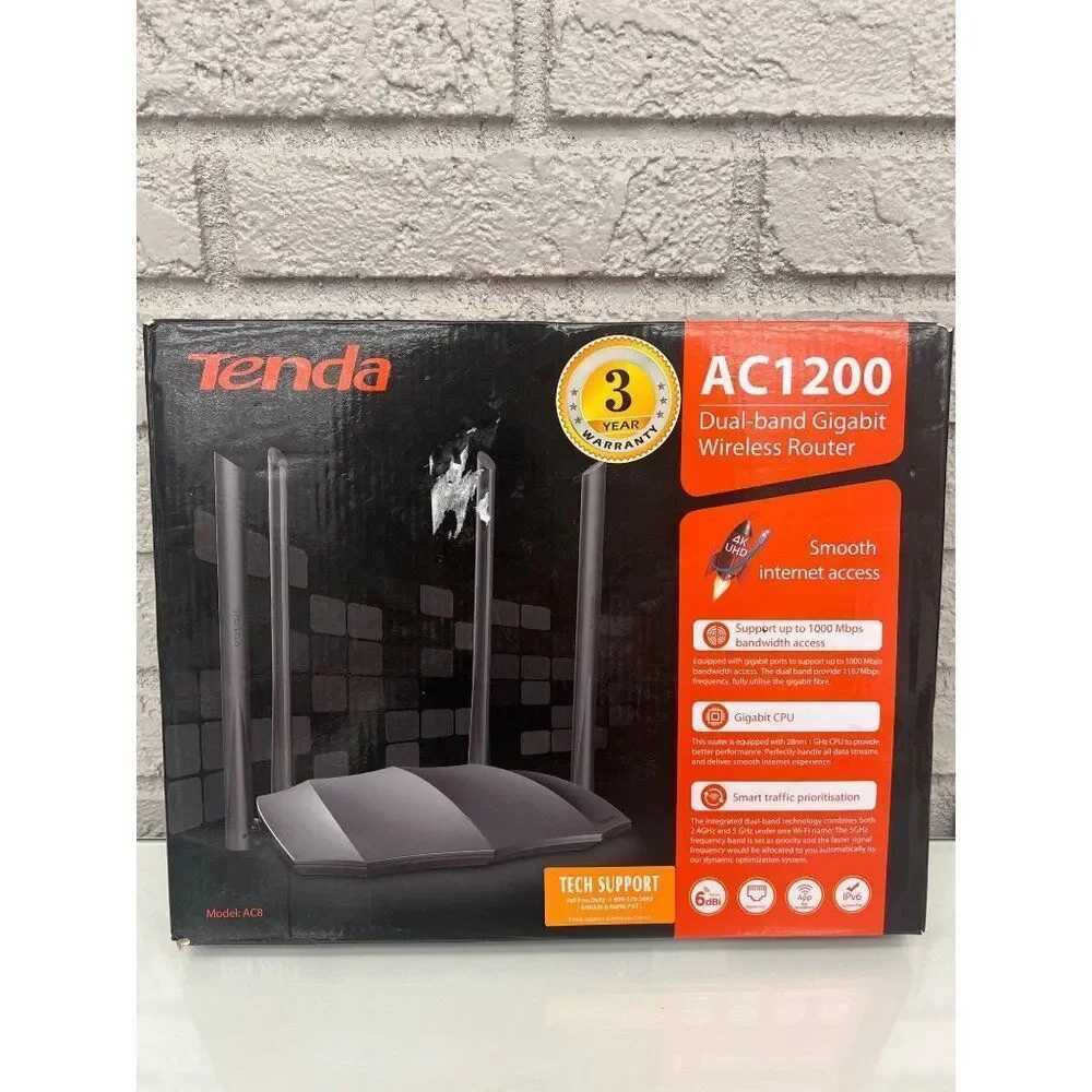 Tenda AC8 AC1200 Dual Band High Speed Wireless Wi-Fi Router / Smart App